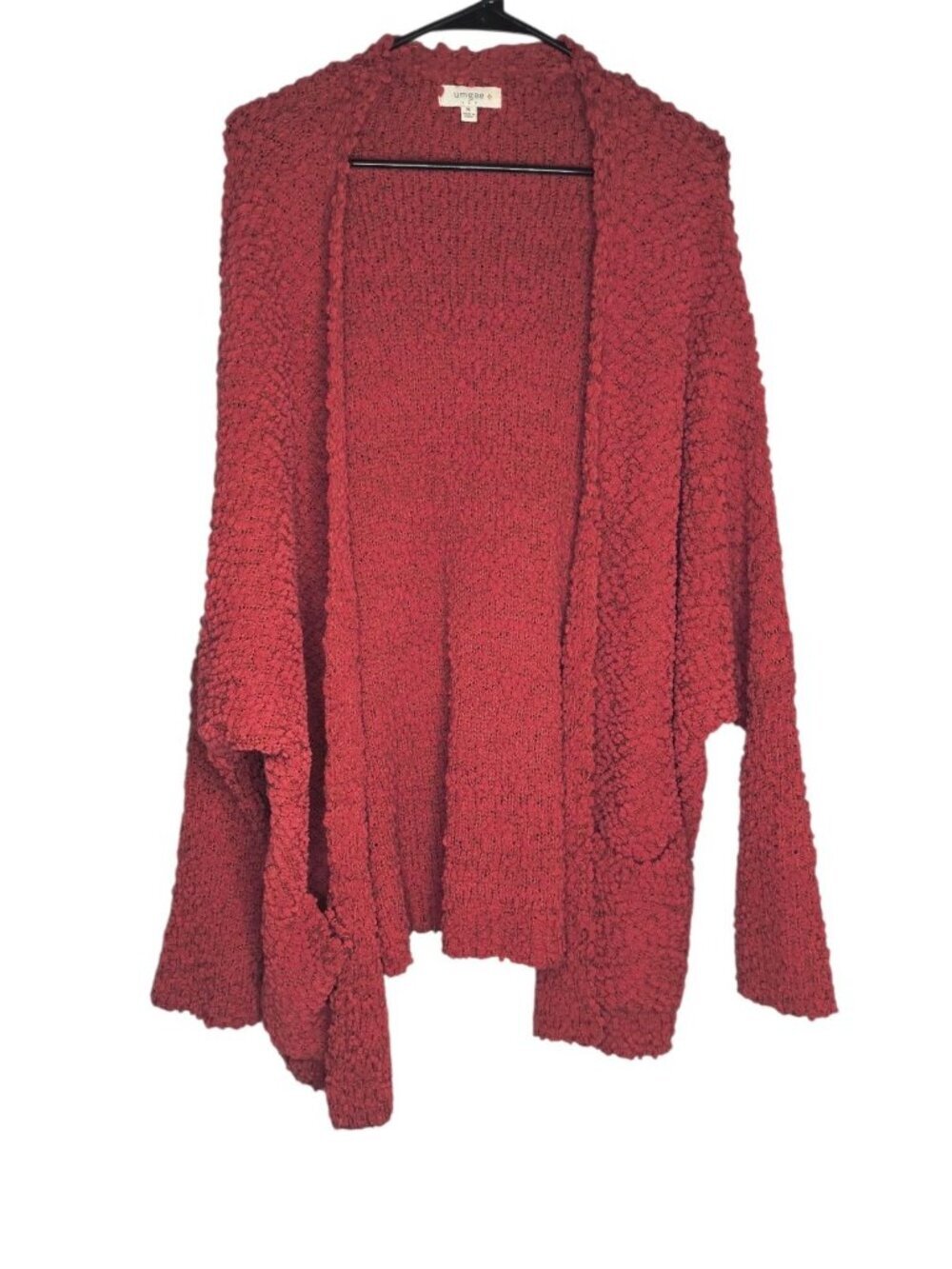 Umgee Red Popcorn Textured Oversized Cocoon Sleeve Cardigan Sweater Women XL